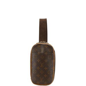 Louis Vuitton Monogram Pochette Ganju Body Bag/Waist Bag M51870 Brown PVC Lea...